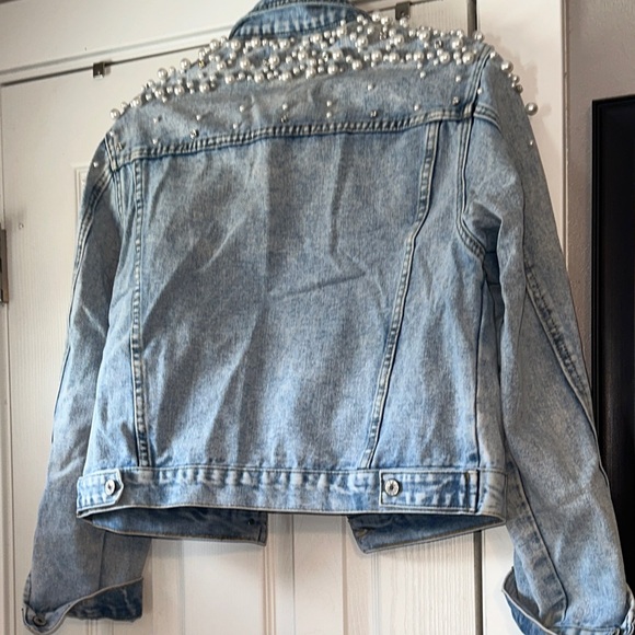 Pearl Embellished Denim Jacket - Picture 7 of 7